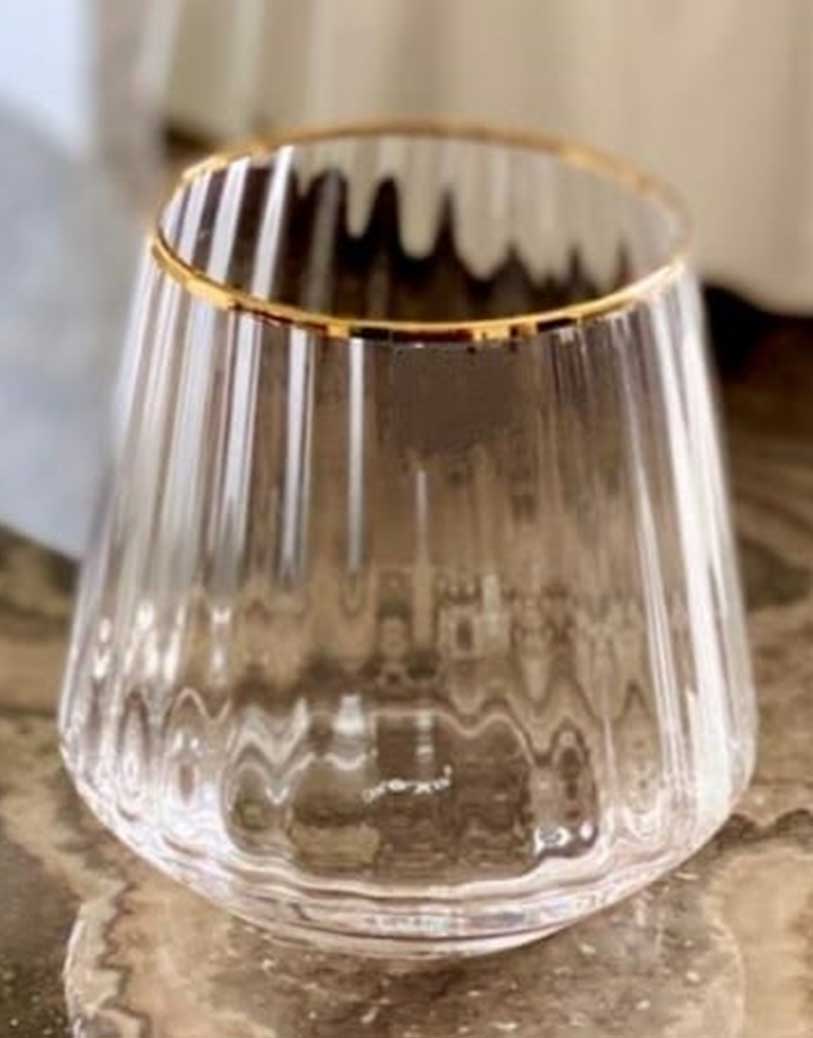 GOLD Rim Tumbler Glass  420ml Set Of 6 Pcs