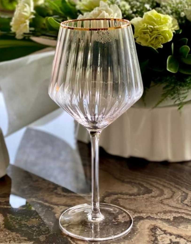 GOLD RIM RED WINE GLASS SET (B1237)