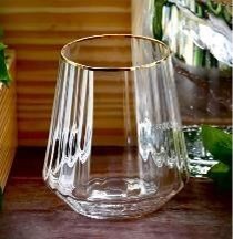 GOLD Rim Tumbler Glass  420ml Set Of 6 Pcs