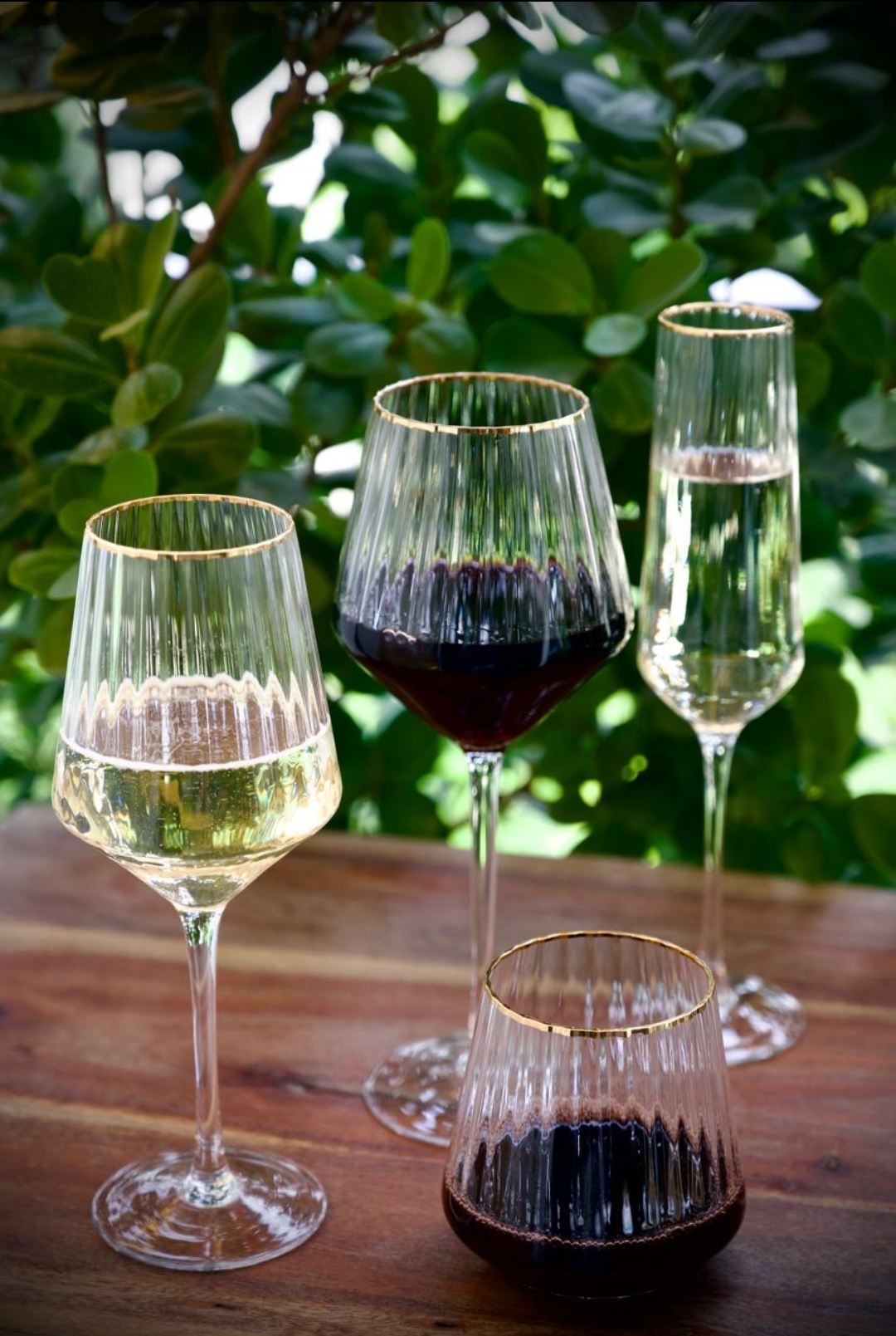 GOLD Rim White Wine Glass  420ml Set Of 6 Pcs