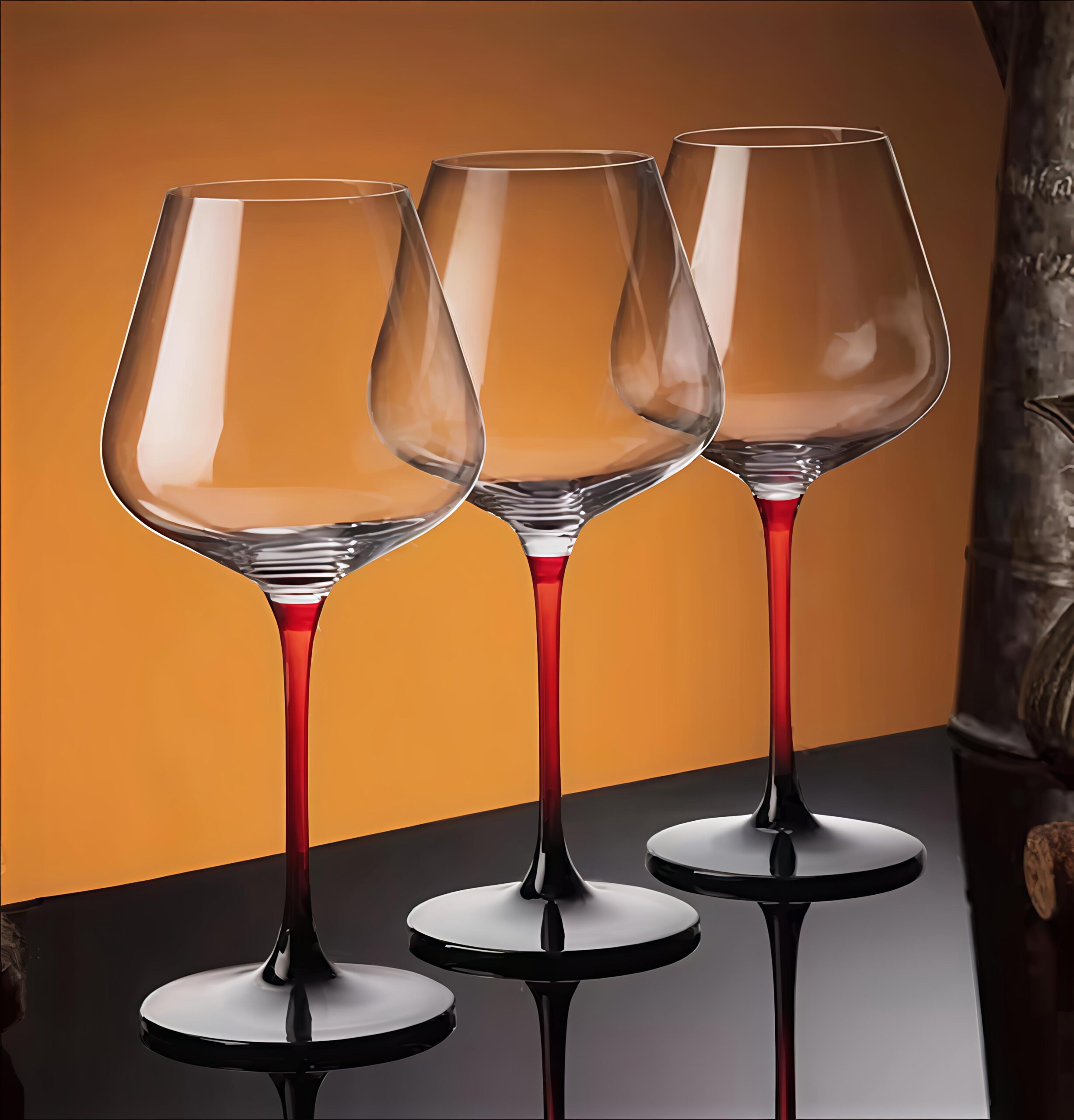 WINE Glass D-20 (Red & Black Stem) 470ml Set Of 2 Pcs - Image 3