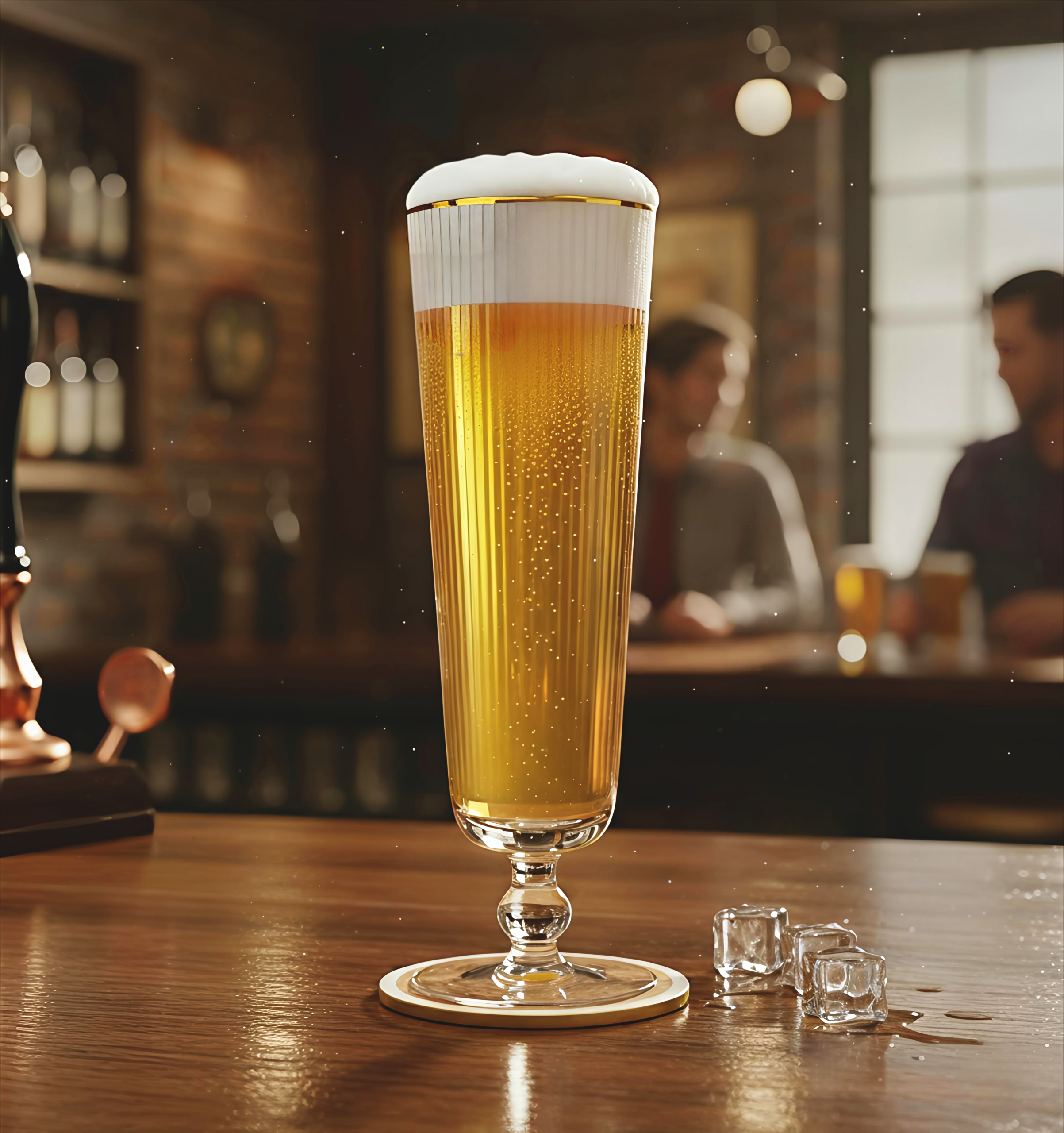 RIBBED Flute Beer Glass  500ml Set Of 6 Pcs
