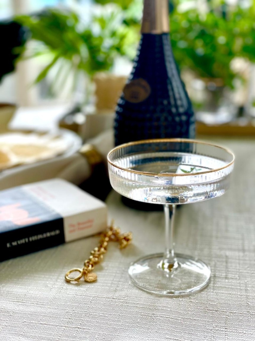 GOLD Rim Coupe Glass  200ml Set Of 6 Pcs
