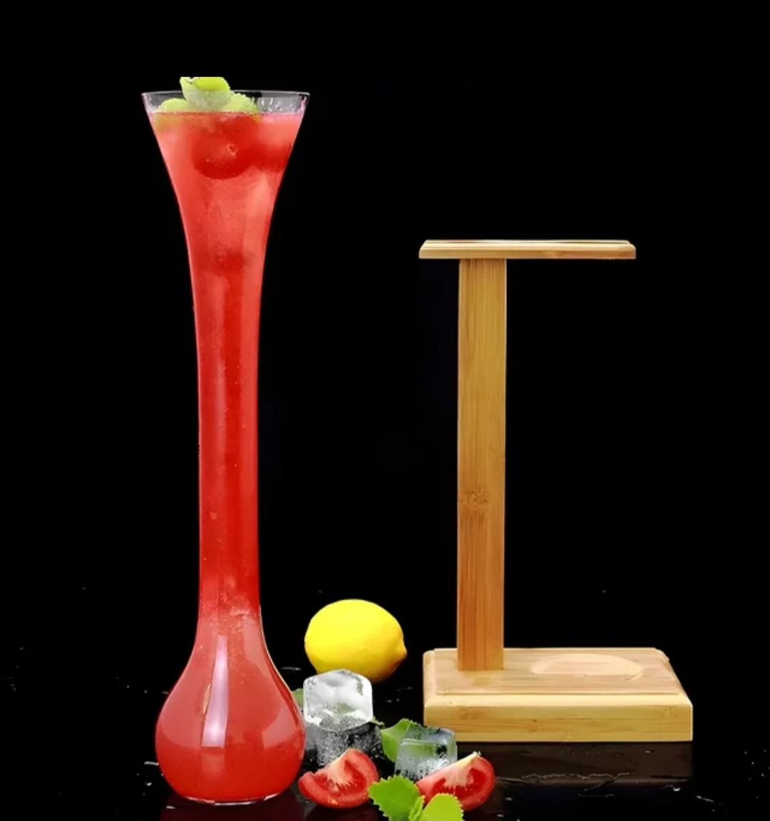 Borosilicate Big Half Yarg Glass With  Wooden Stand 1000ml 1 Pc
