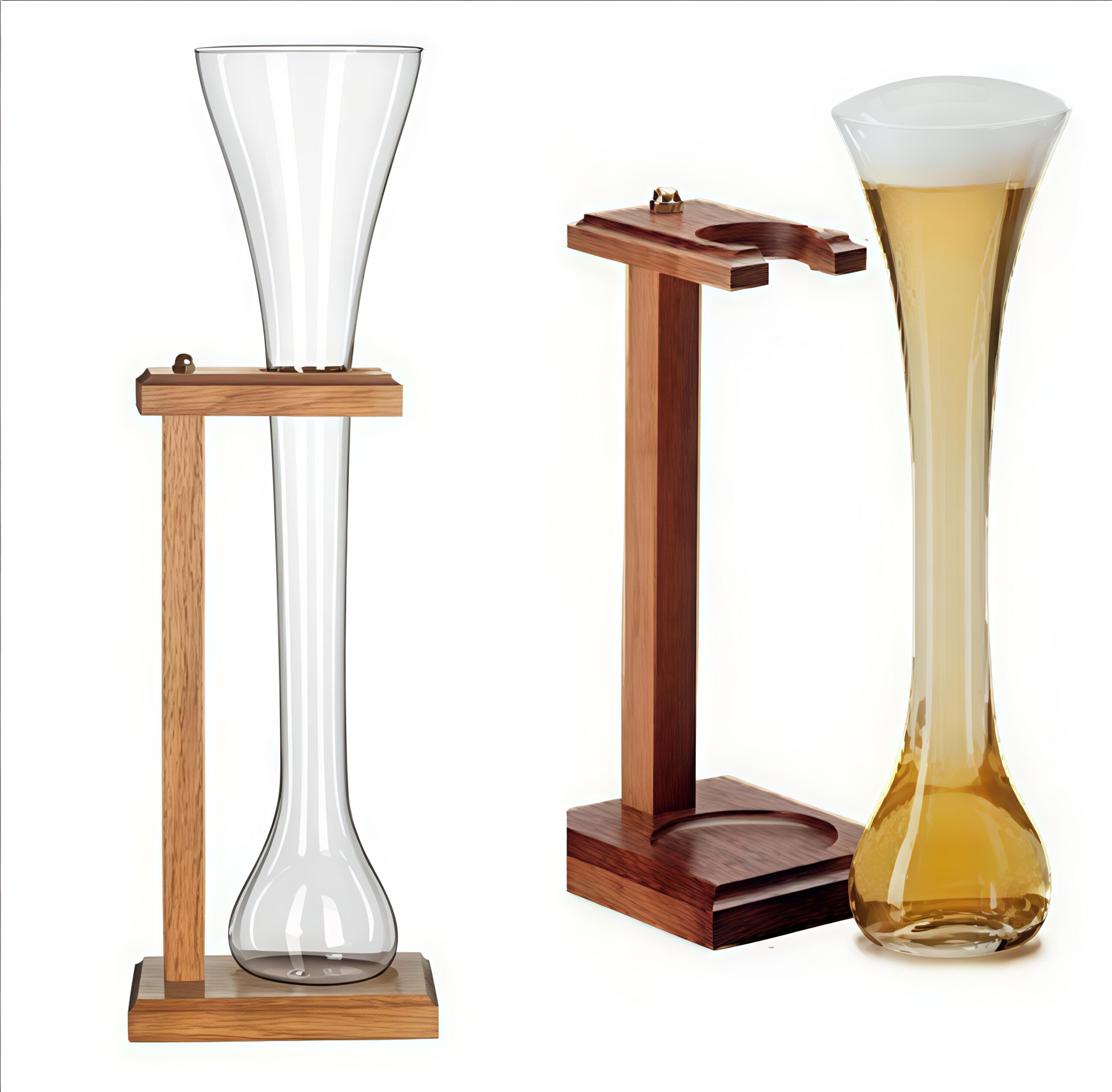 Borosilicate Big Half Yarg Glass With  Wooden Stand 1000ml 1 Pc