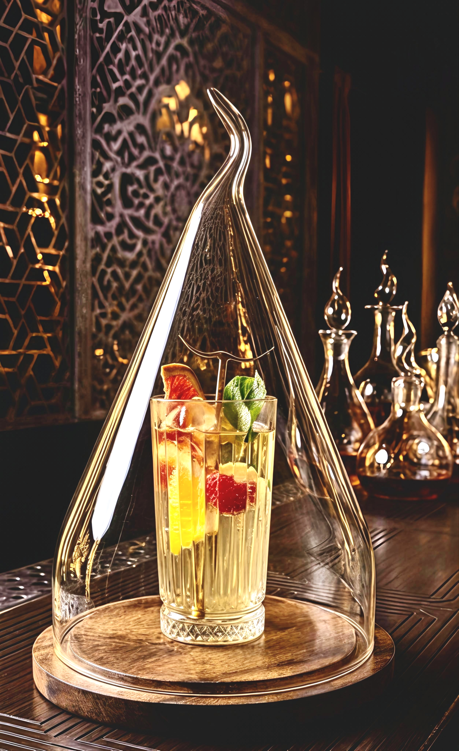 Triangle Glass Dome 16 Inch + Wooden Base