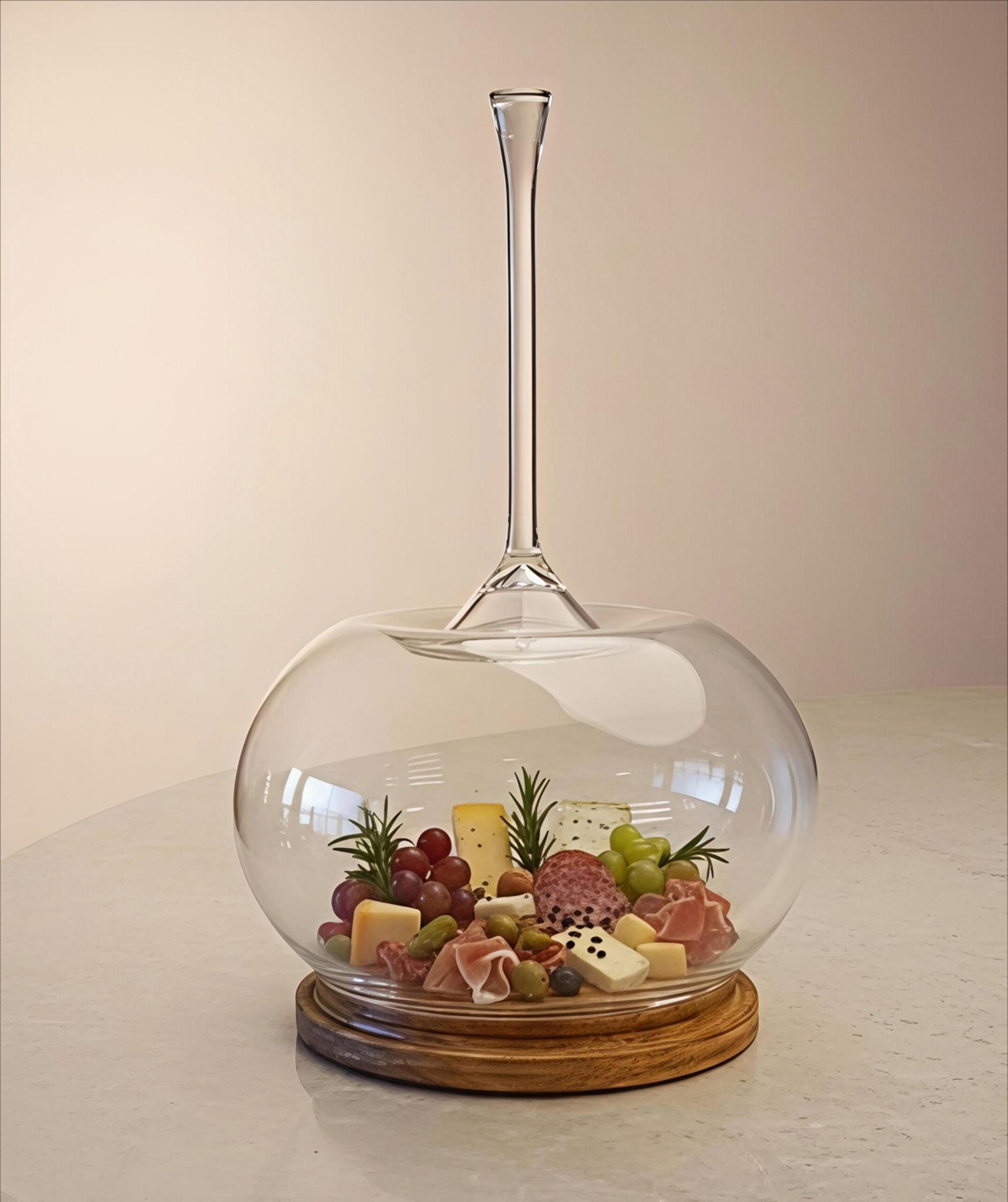 Glass Dome With Handle Height-37cm(With Handle) Bottom Dia-22.5cm (Glass Dome Only)