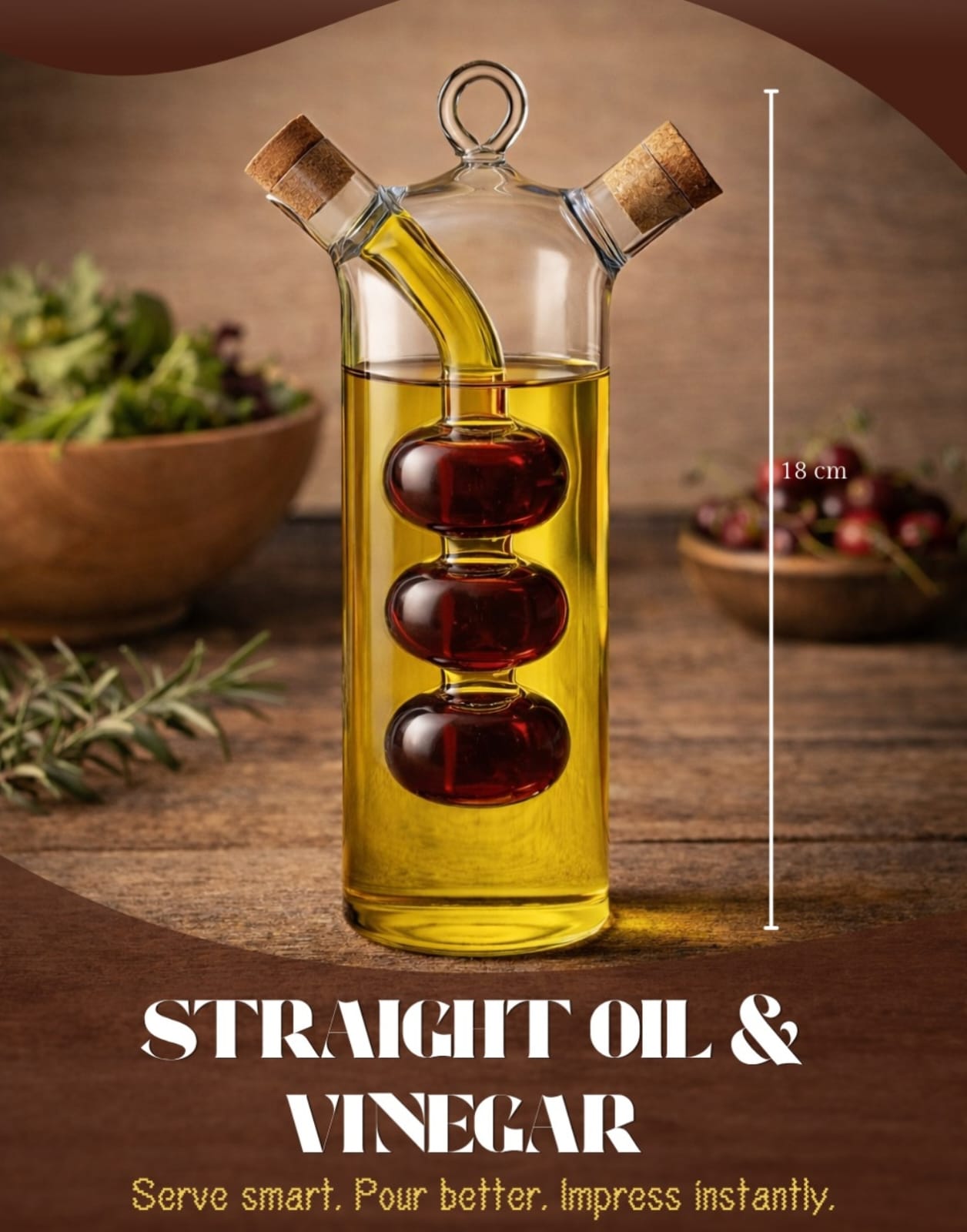 Straight Oil &amp; Vinegar Bottle 300 /100ml 1 Pc